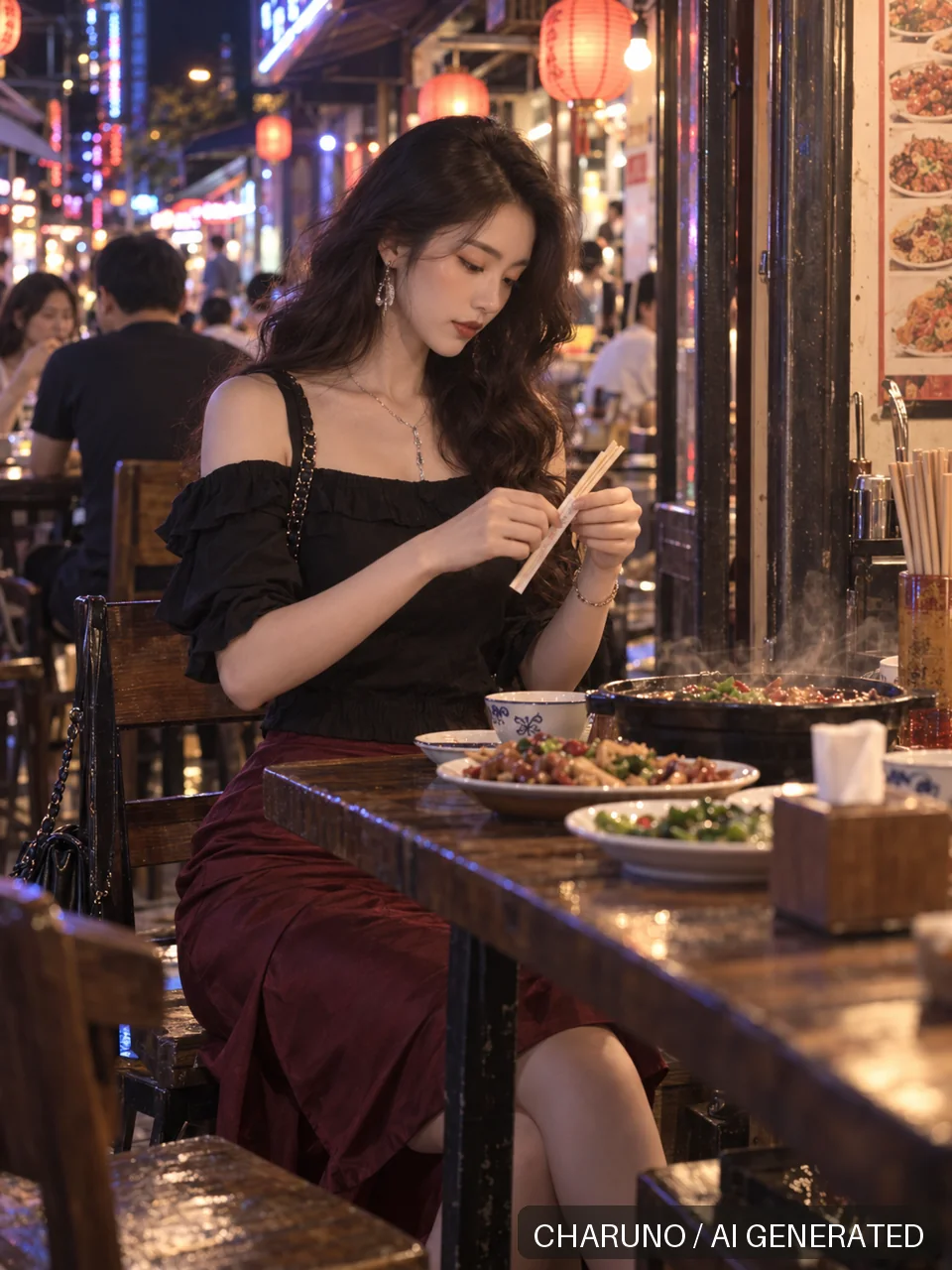 多场景新写真·夏夜霓虹散步，第 5 张生成图片