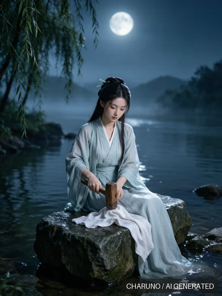 捣衣女子 · 图库，第 8 张生成图片