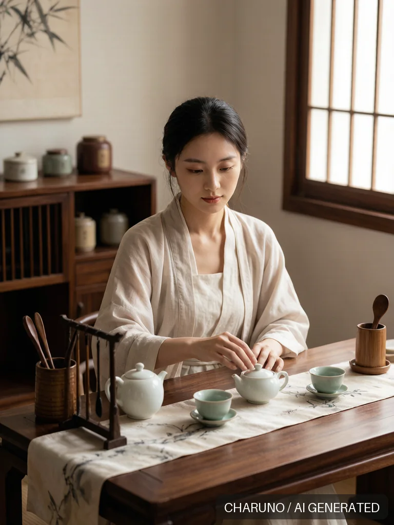 茶艺主播 · 图库,第 3 张生成图片