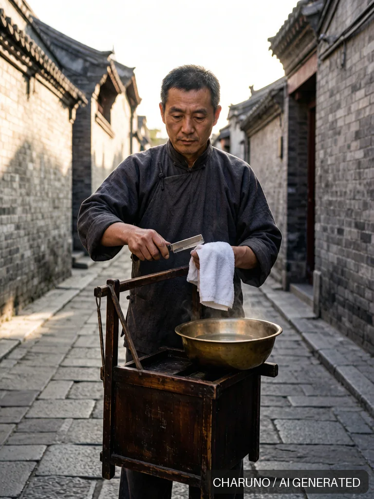 剃头挑子师傅 · 图库，第 6 张生成图片