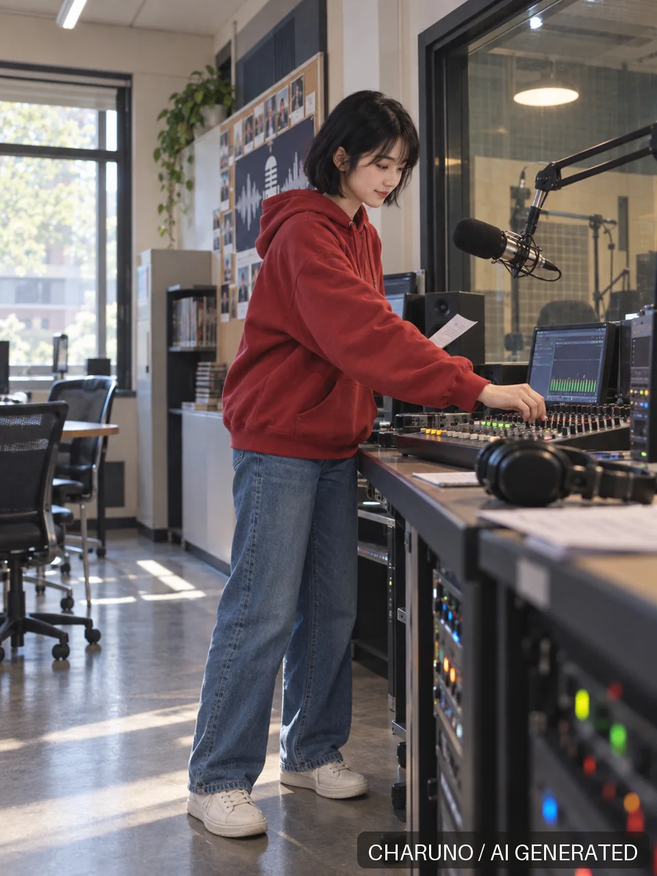 多场景新写真·大学广播站日常，第 3 张生成图片
