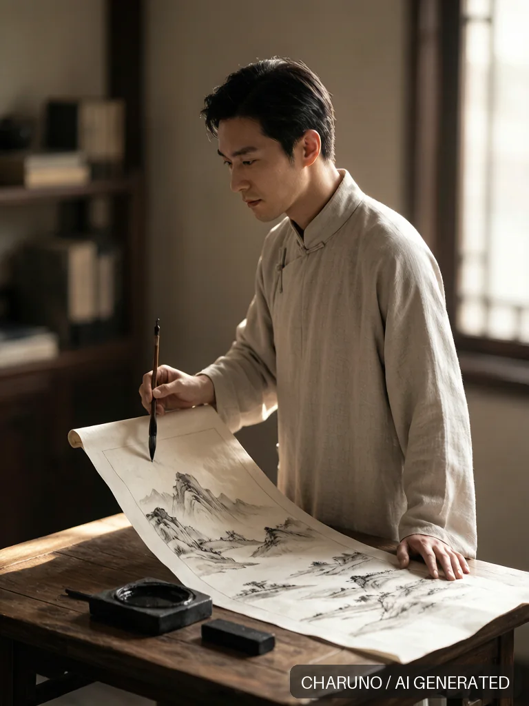 国画画家 · 图库，第 6 张生成图片