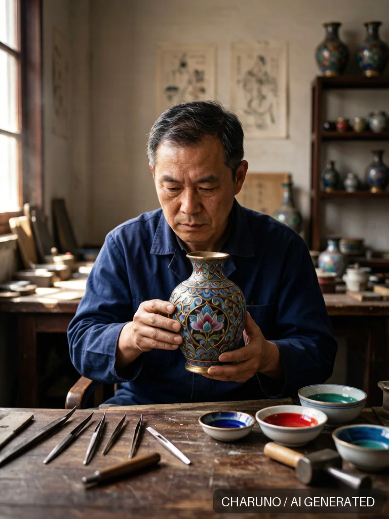 景泰蓝匠人 · 图库,第 3 张生成图片