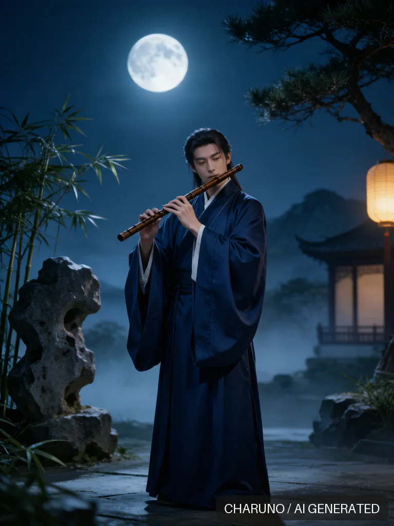 洞箫乐师 · 图库，第 8 张生成图片