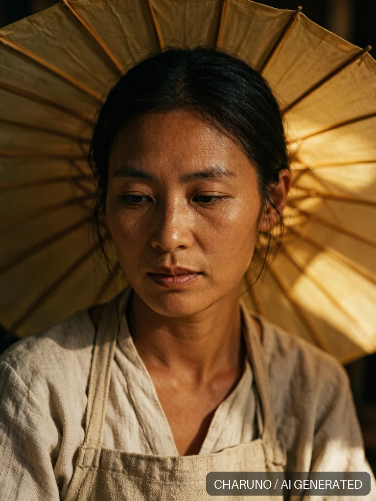 油纸伞女制伞师 · 图库，第 3 张生成图片