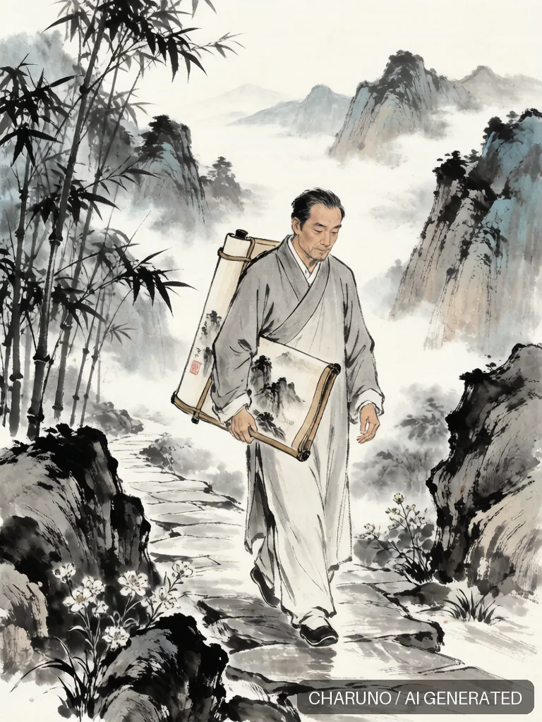 国画画家 · 图库，第 4 张生成图片