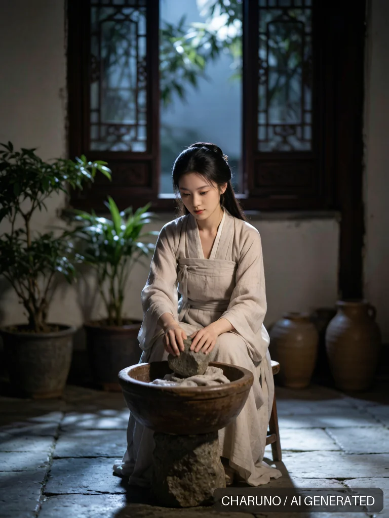 捣衣女子 · 图库，第 3 张生成图片