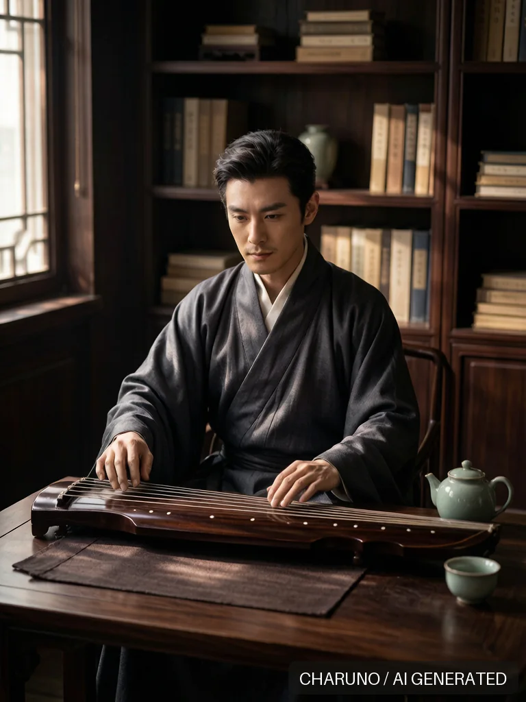 古琴乐师 · 图库，第 3 张生成图片