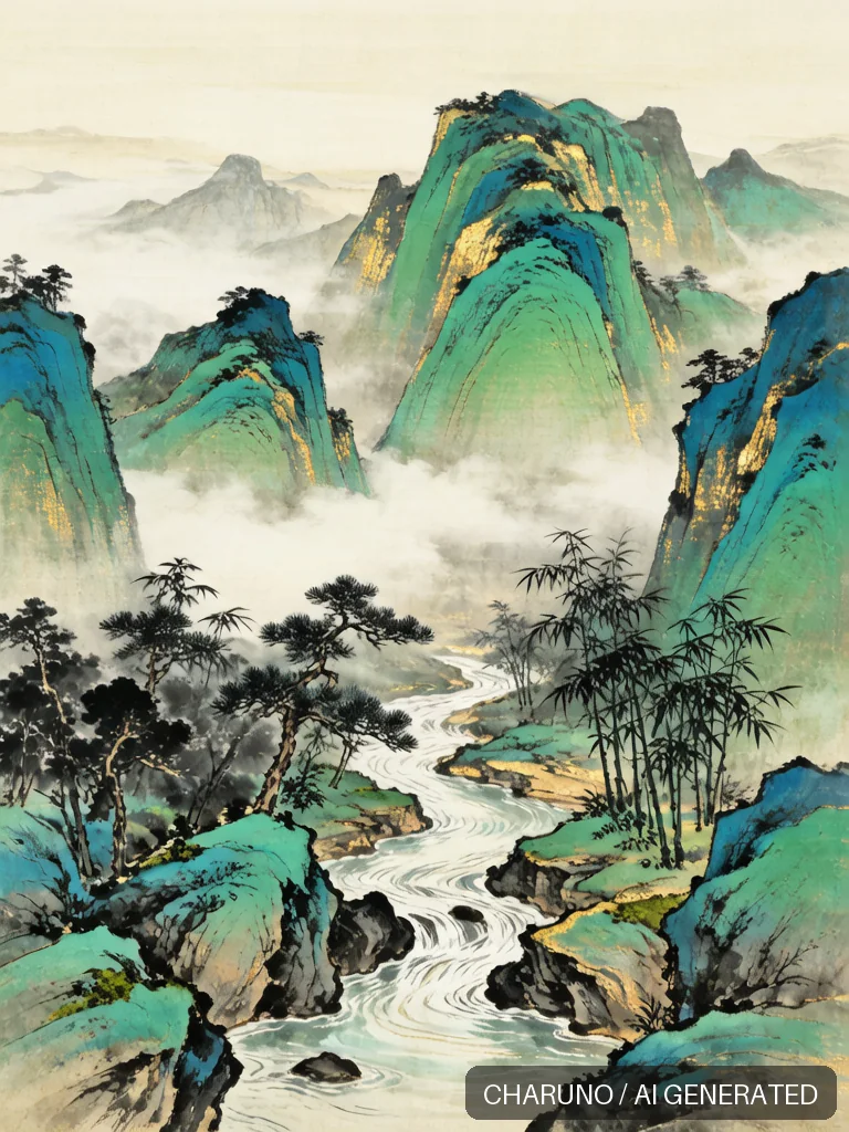 青绿山水 · 图库,第 5 张生成图片