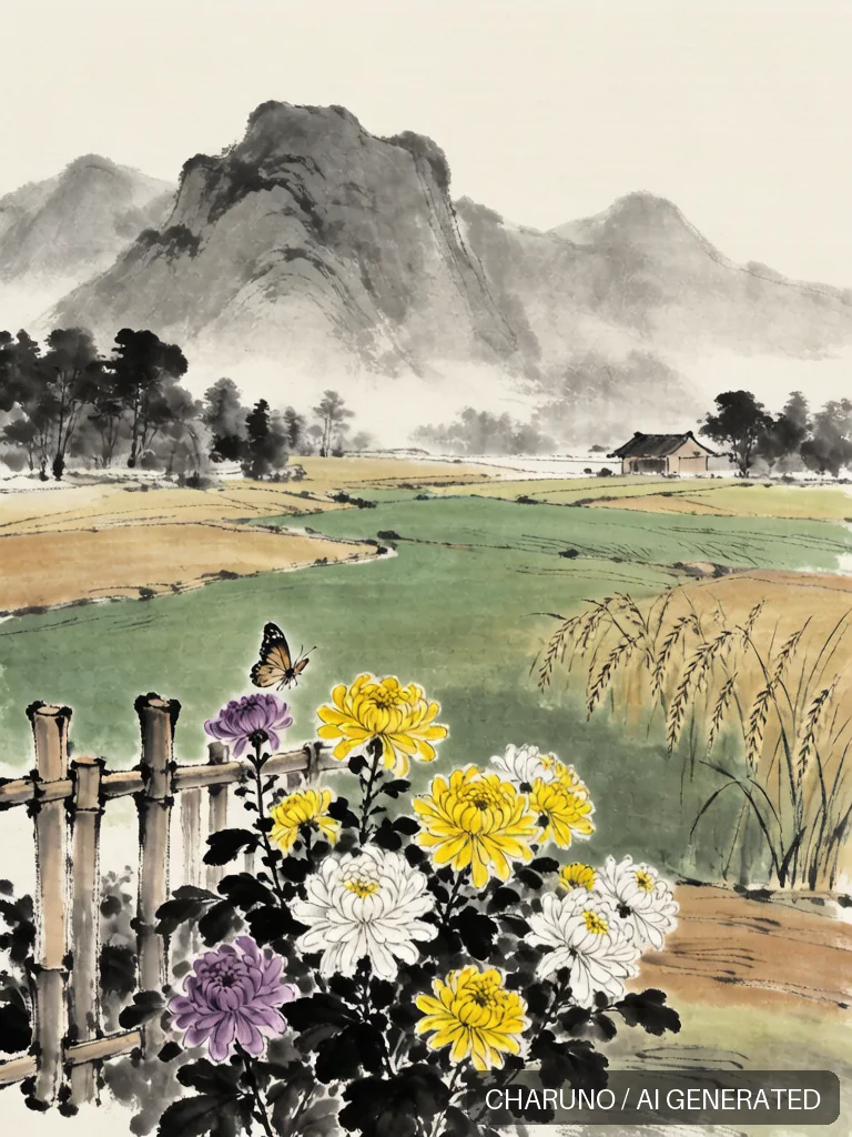 采菊东篱下 · 图库，第 5 张生成图片