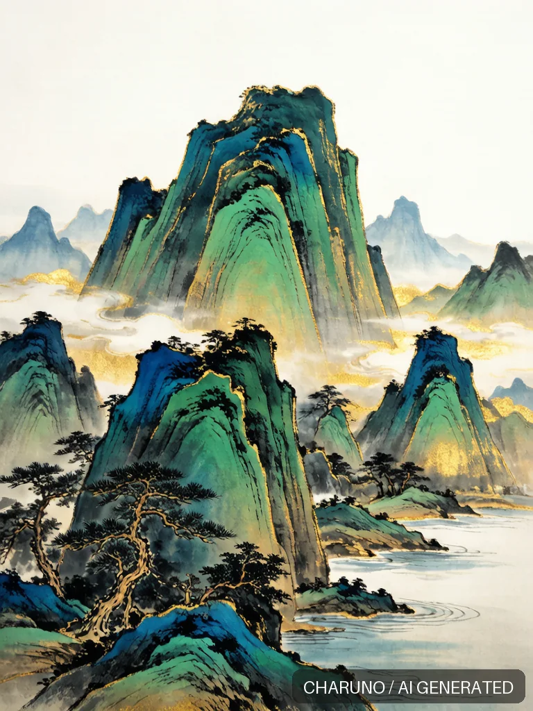 青绿山水 · 图库,第 1 张生成图片