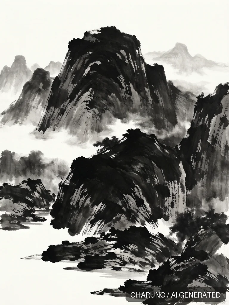泼墨山水 · 图库,第 6 张生成图片