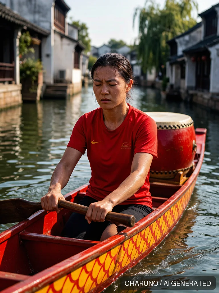 女龙舟划手 · 图库，第 5 张生成图片