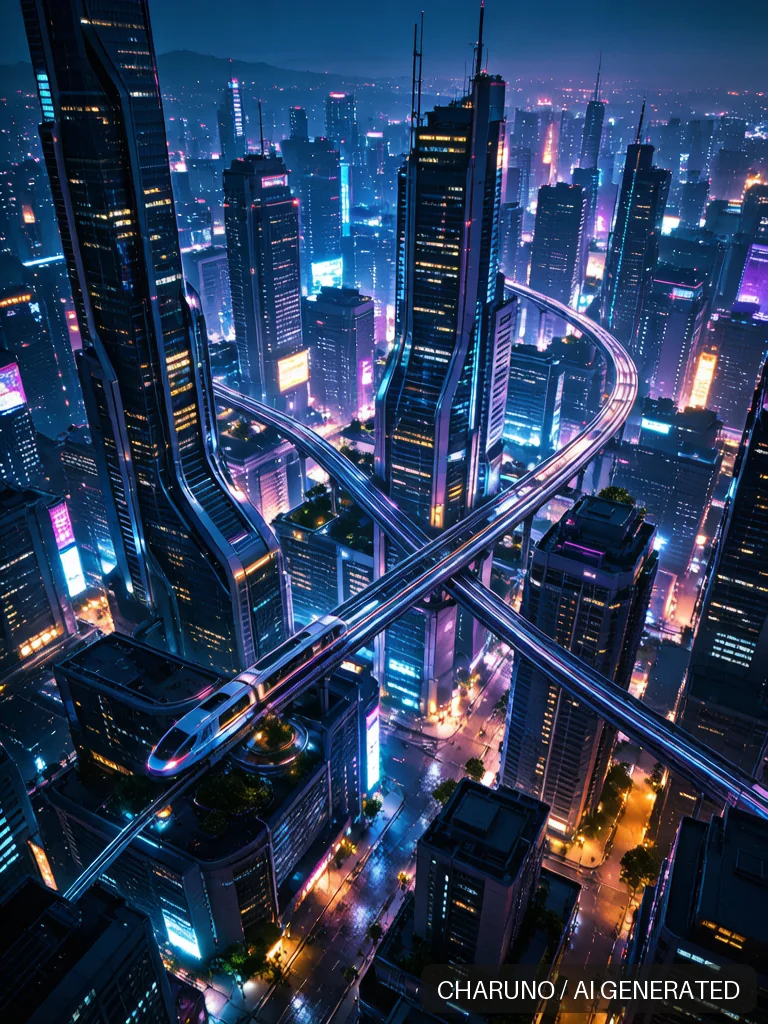 赛博朋克夜景 · 图库，第 4 张生成图片