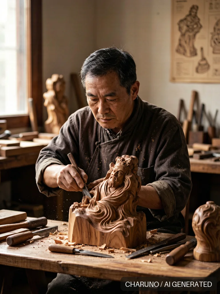 木雕匠人 · 图库,第 3 张生成图片