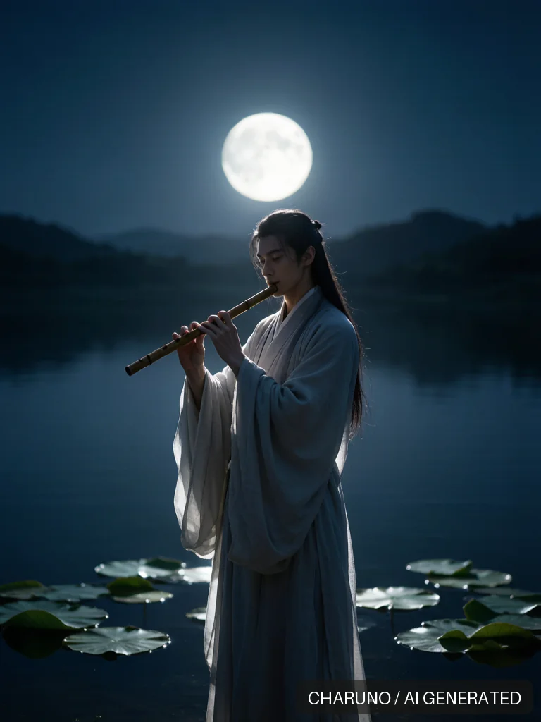洞箫乐师 · 图库，第 6 张生成图片