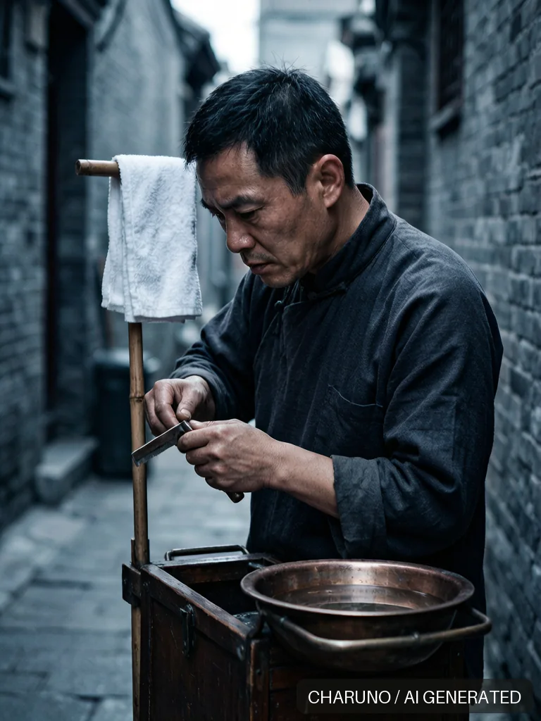 剃头挑子师傅 · 图库，第 7 张生成图片