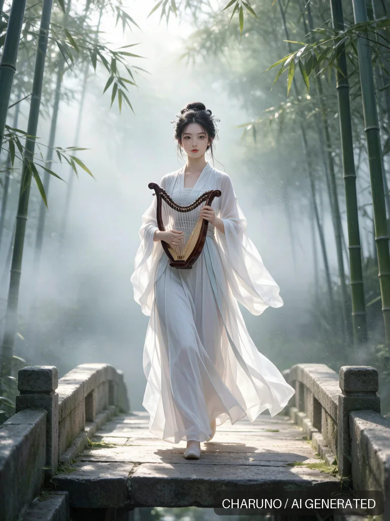 箜篌乐师 · 图库，第 4 张生成图片