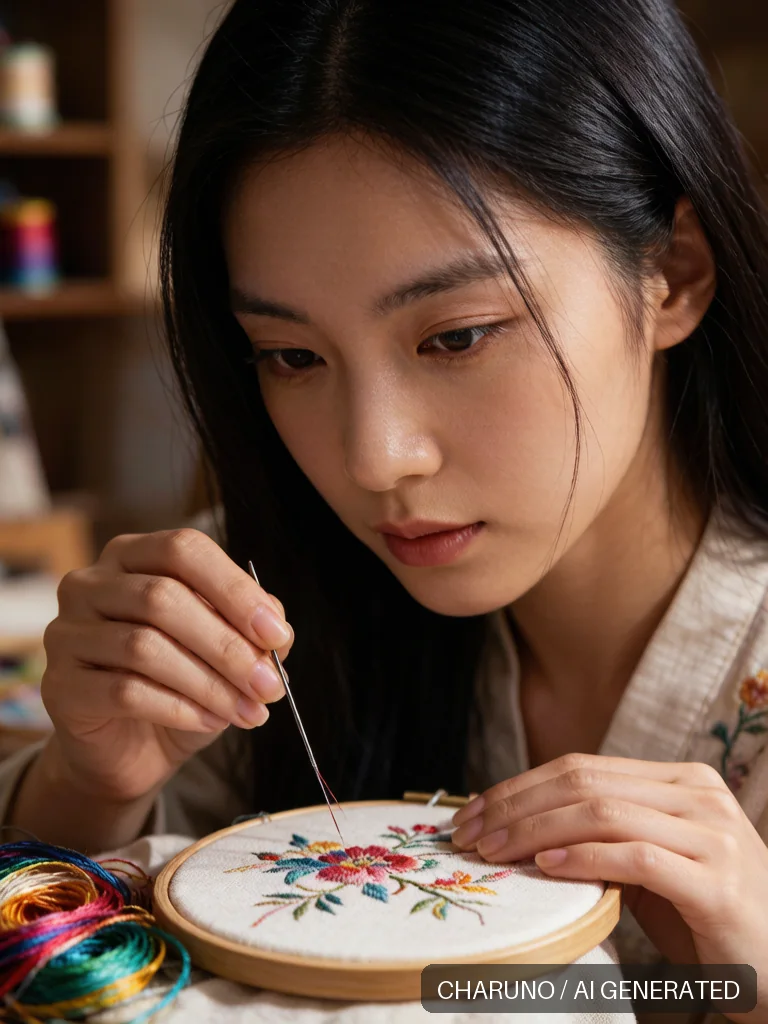 刺绣绣娘 · 图库，第 5 张生成图片