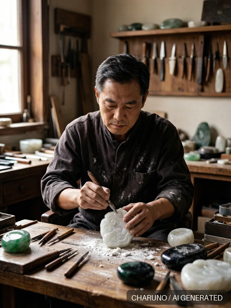 玉雕匠人 · 图库,第 3 张生成图片