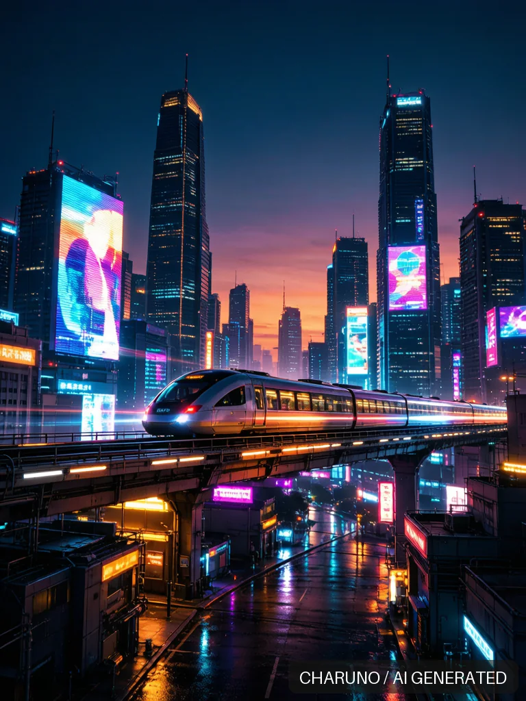 赛博朋克夜景 · 图库，第 6 张生成图片