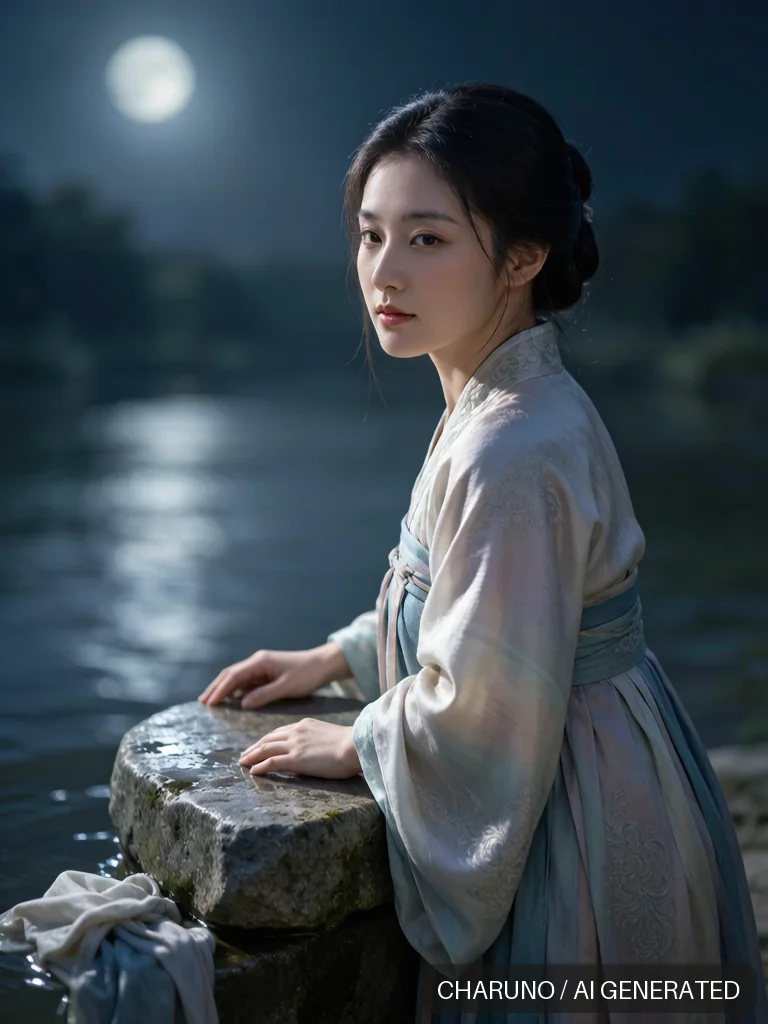 捣衣女子 · 图库，第 7 张生成图片