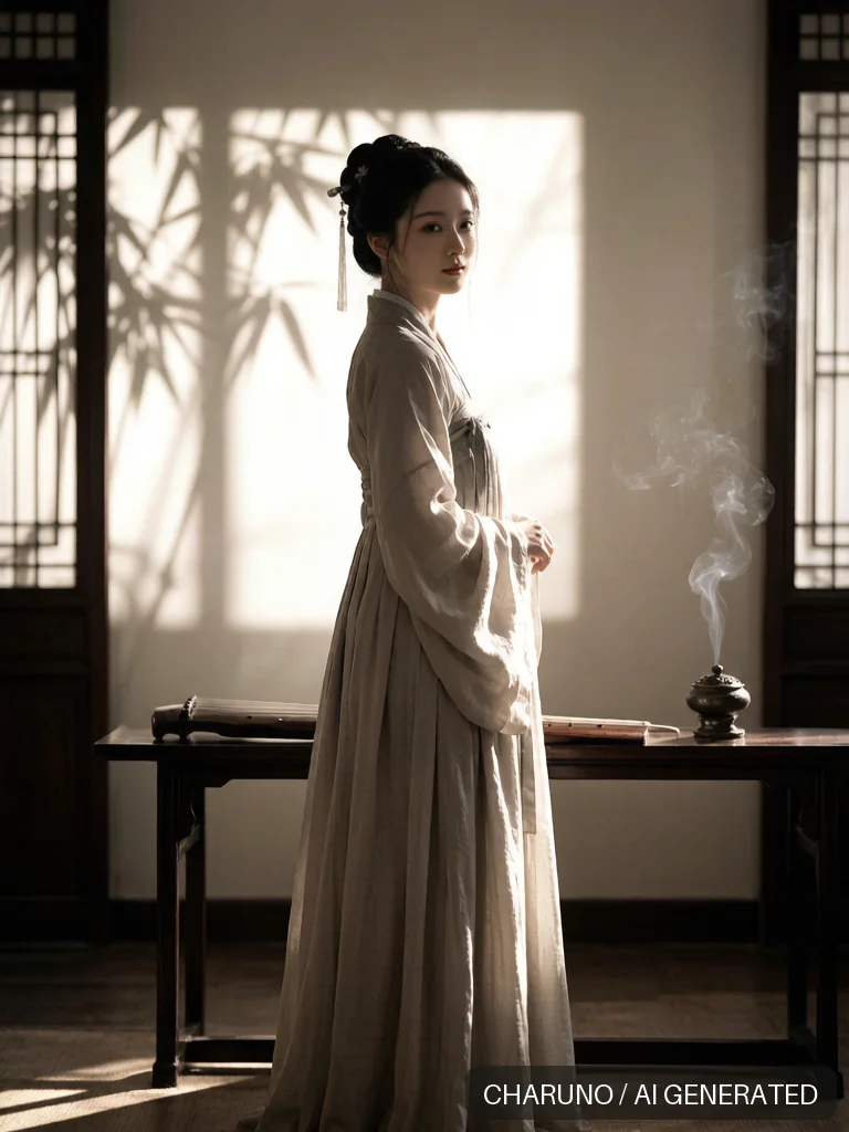 古琴女乐师 · 图库，第 4 张生成图片