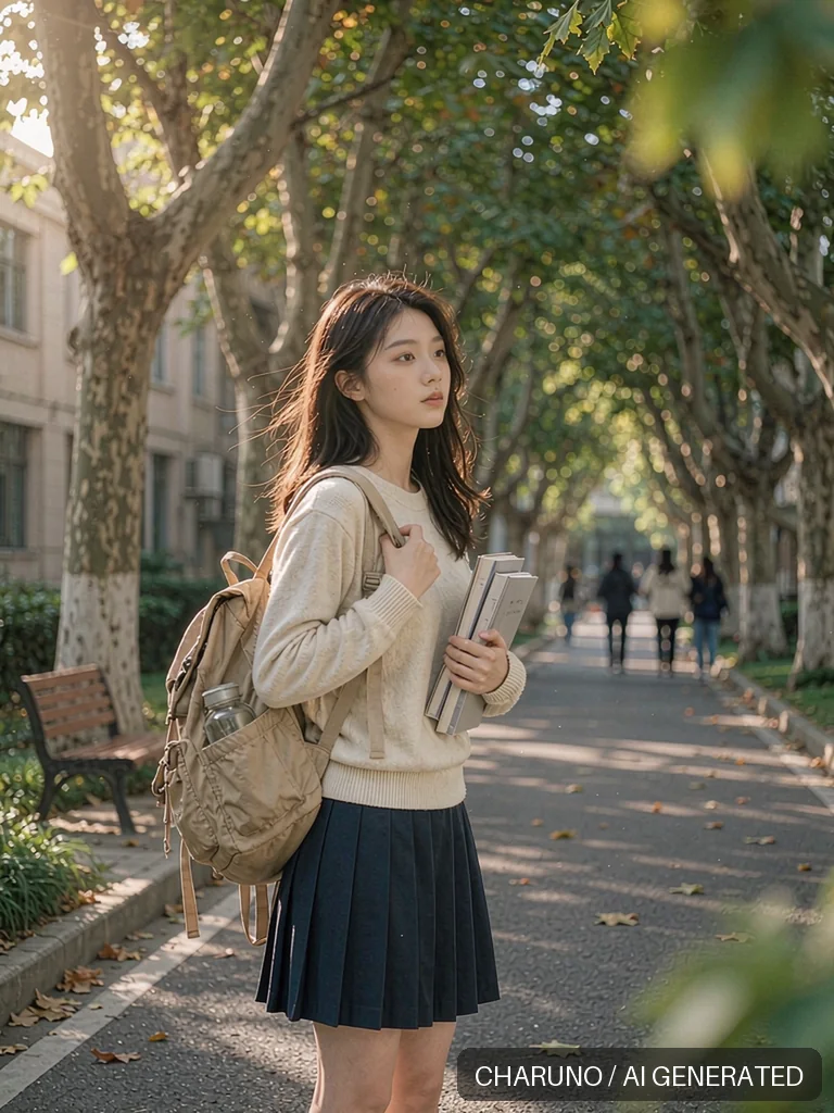 校园女大学生 · 图库，第 5 张生成图片