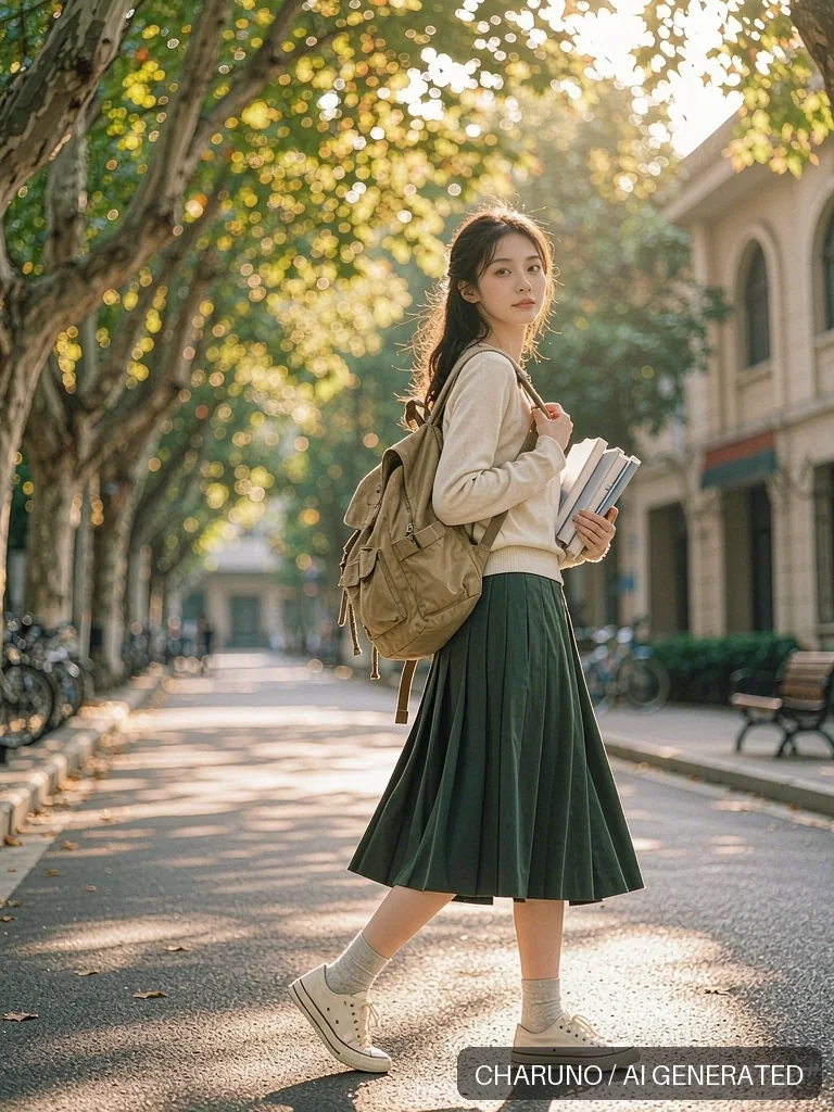 校园女大学生 · 图库，第 4 张生成图片