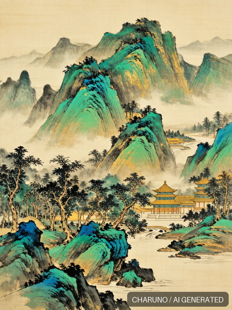 青绿山水 · 图库,第 4 张生成图片
