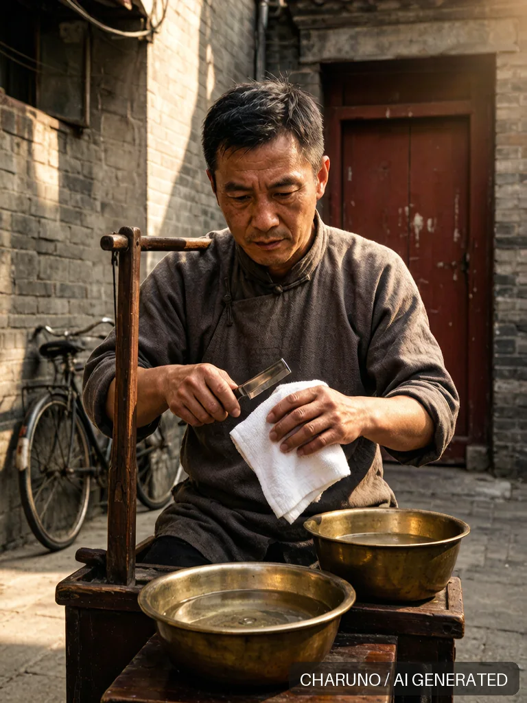 剃头挑子师傅 · 图库，第 5 张生成图片