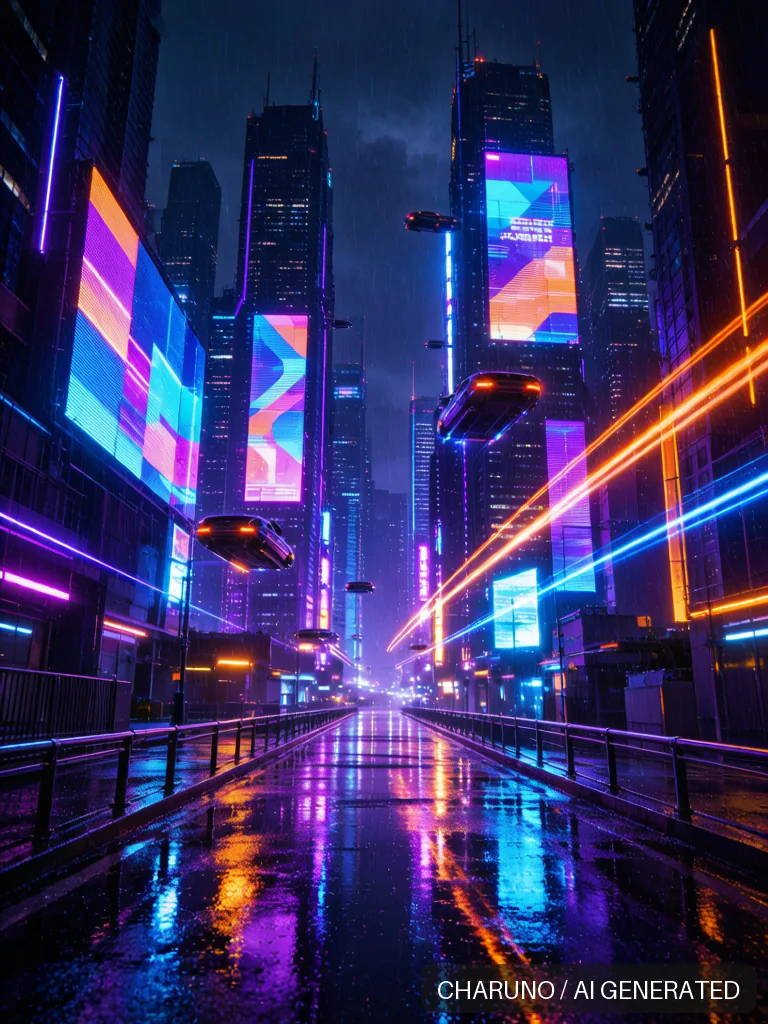 赛博朋克未来都市 · 场景视觉，第 1 张生成图片