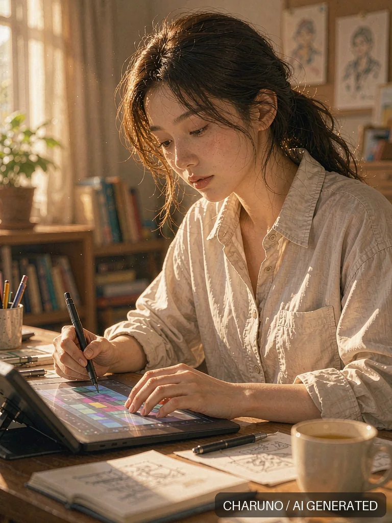 女插画师 · 图库，第 3 张生成图片