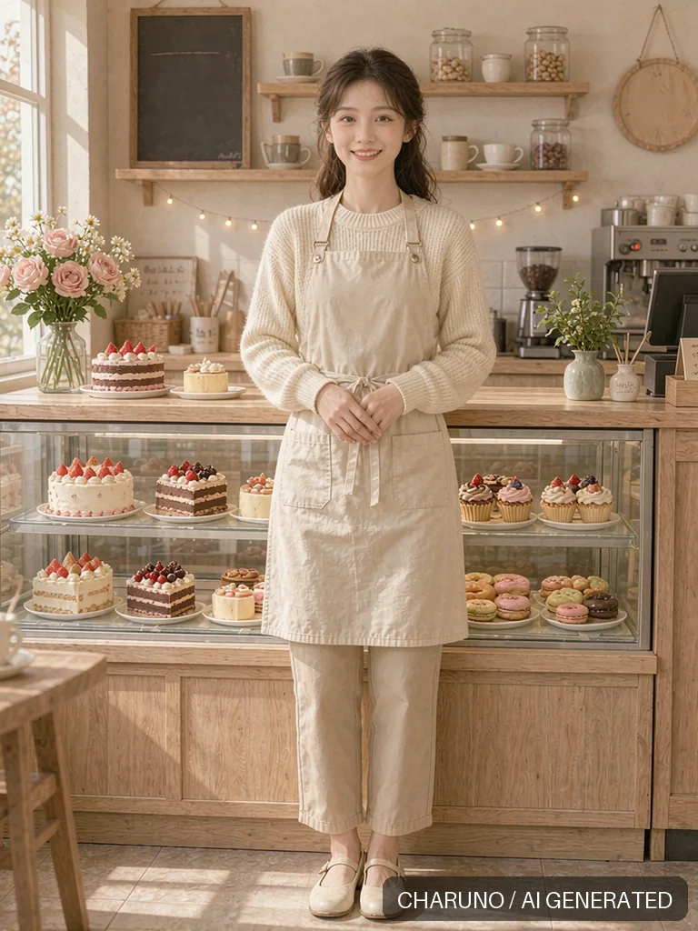 甜品店女店主 · 图库，第 1 张生成图片
