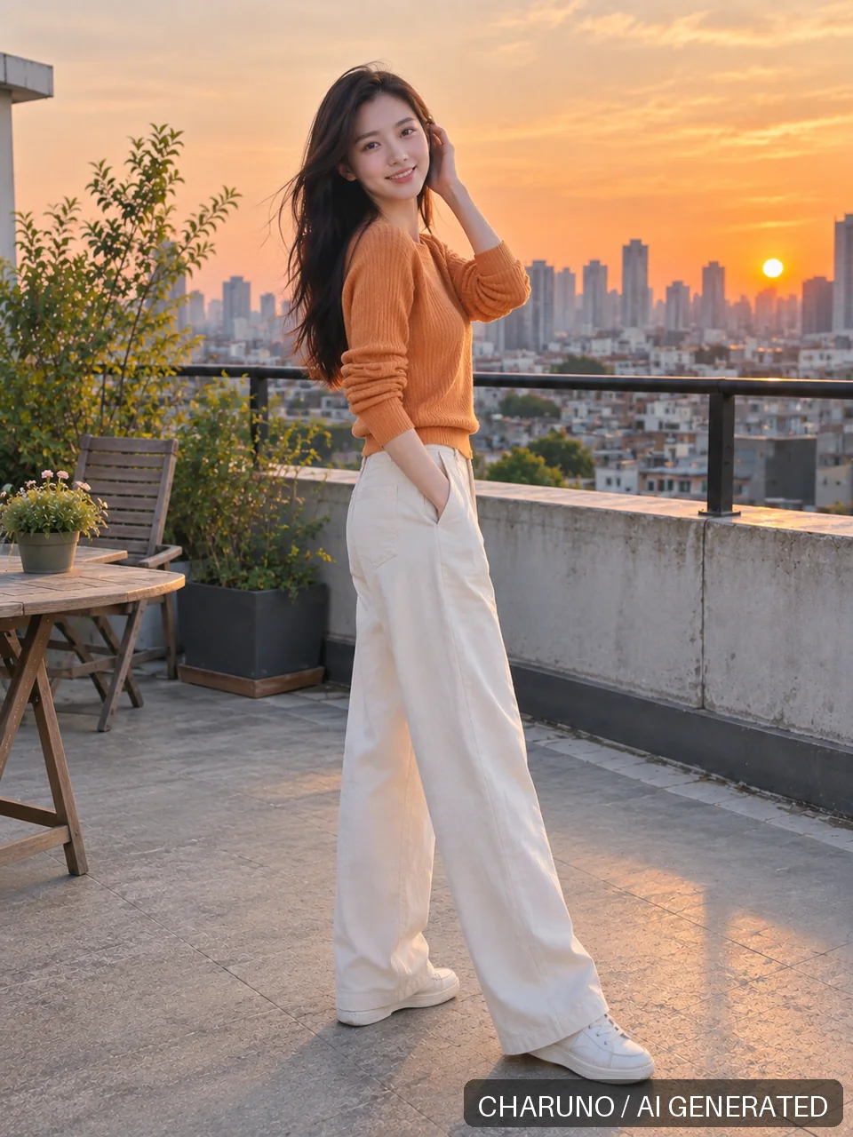 青春靓丽·天台夕阳，第 6 张生成图片