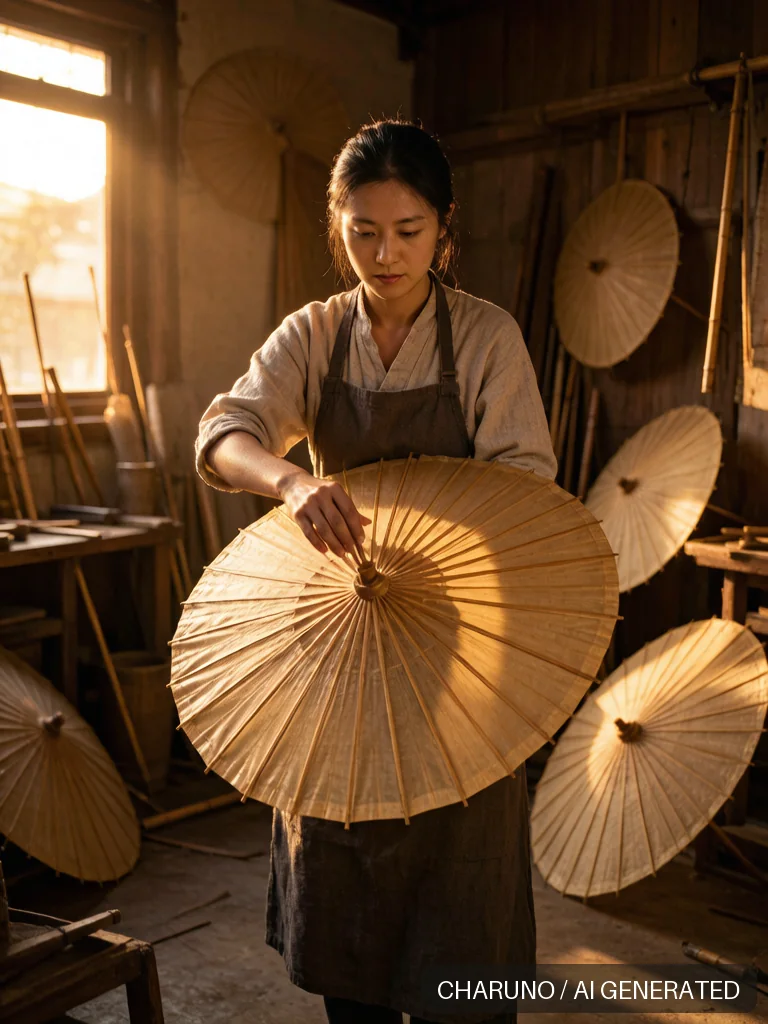 油纸伞女制伞师 · 图库，第 8 张生成图片