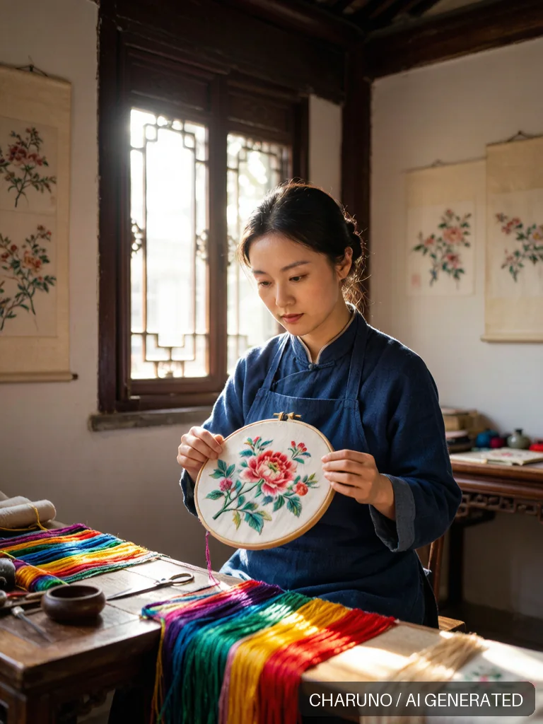 苏绣绣娘 · 图库，第 6 张生成图片