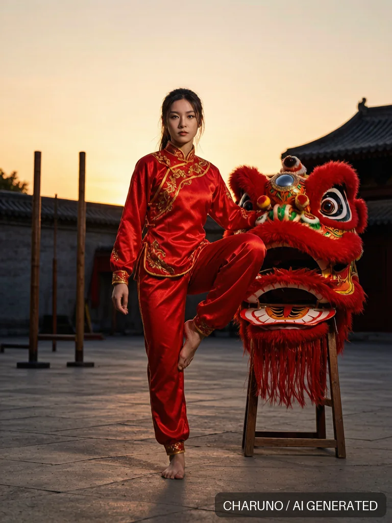 舞狮女队员 · 图库，第 8 张生成图片